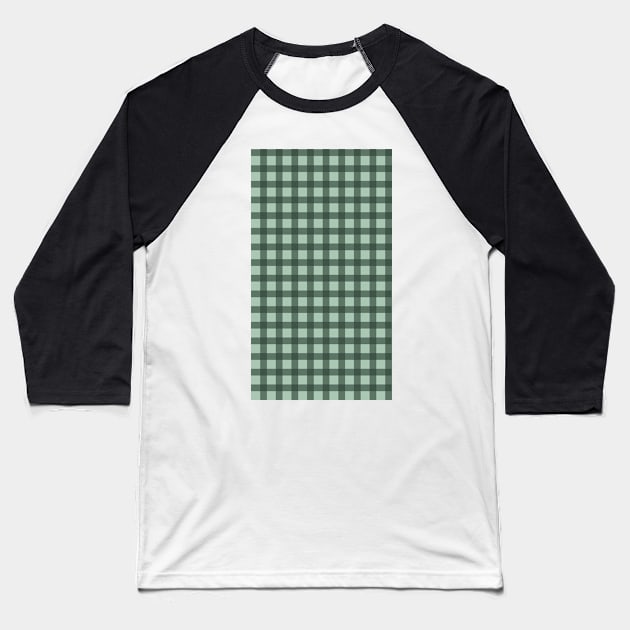 Green on Green Christmas Winter Gingham Pattern Baseball T-Shirt by mckhowdesign